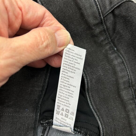 Spanx Pull On Skinny Jeans Women's Size Large Vintage Black Distressed Denim - Picture 7 of 13